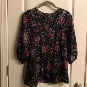 Silk button-down peplum top